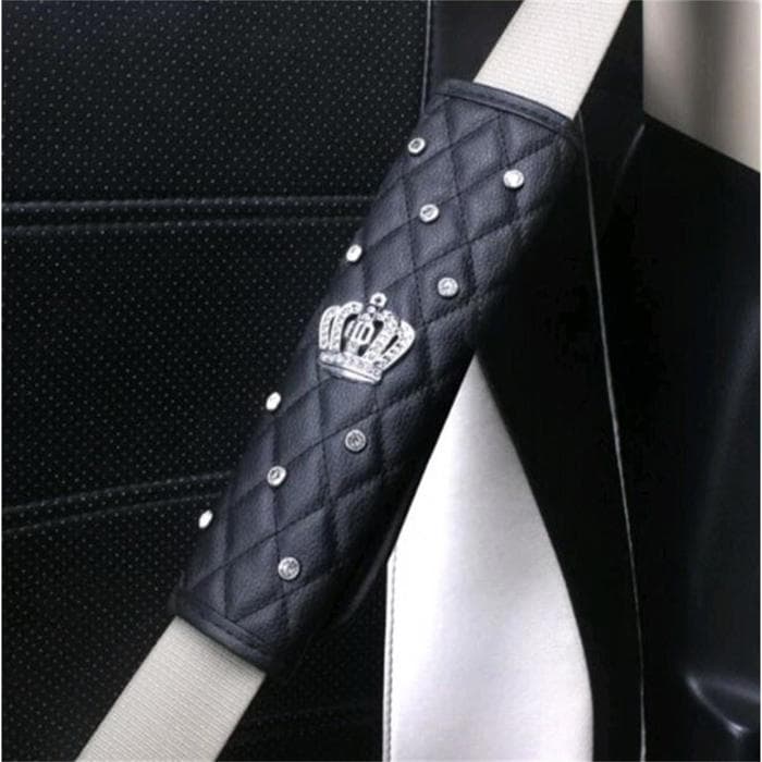 Набор чехлов на ремень безопасности «Корона» черный, 2 шт.