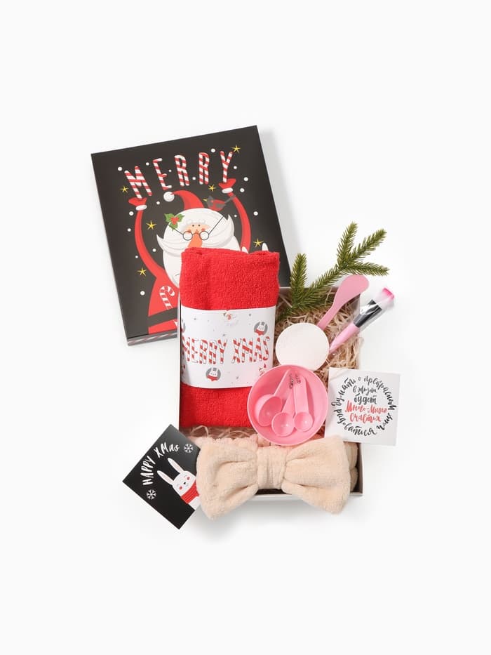 Набор подарочный новогодний «Этель» Merry x-mas, 8 предметов, полотенце, повязка на голову