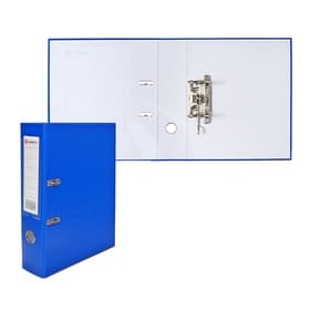 Папка-регистратор А4, 75 мм, ПВХ, тиснение «лен», металлическая окантовка, карман на корешок, собранная, синяя