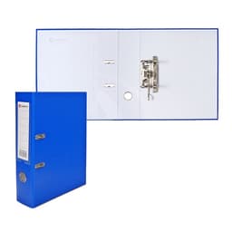 Папка-регистратор А4, 75 мм, ПВХ, тиснение «лен», металлическая окантовка, карман на корешок, собранная, синяя