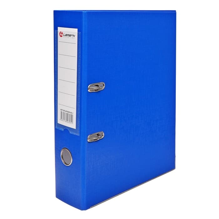 Папка-регистратор А4, 75 мм, ПВХ, тиснение «лен», металлическая окантовка, карман на корешок, собранная, синяя