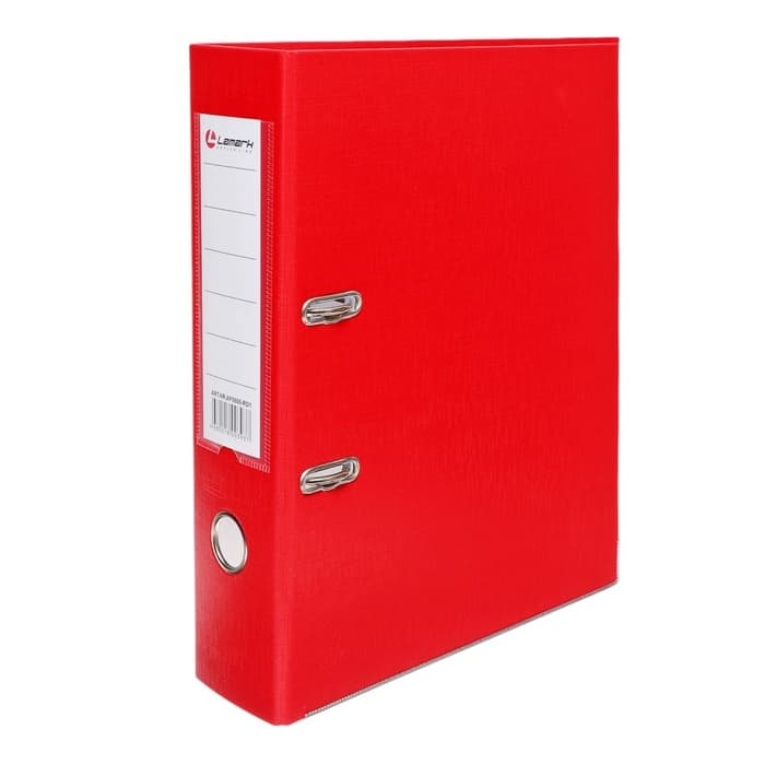 Папка-регистратор А4, 75 мм, ПВХ, тиснение «лен», металлическая окантовка, карман на корешок, собранная, красная, микс