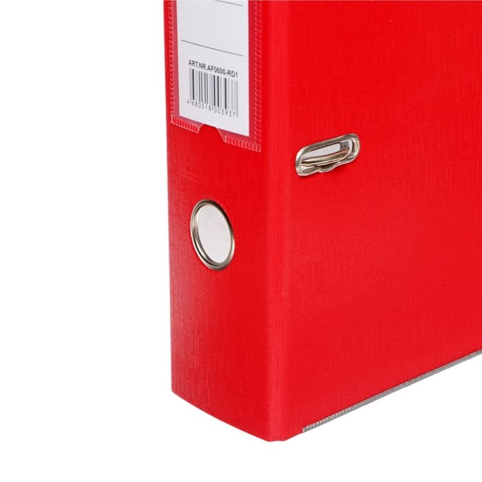 Папка-регистратор А4, 75 мм, ПВХ, тиснение «лен», металлическая окантовка, карман на корешок, собранная, красная, микс