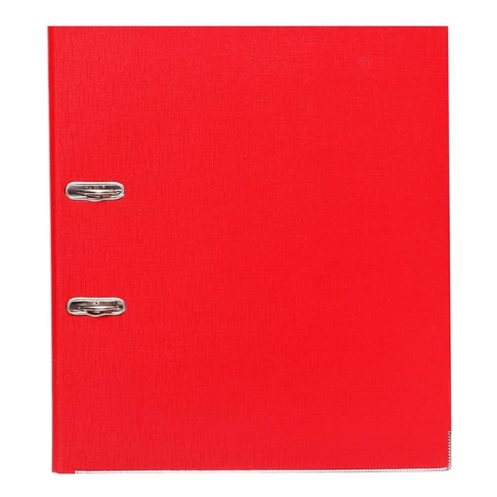 Папка-регистратор А4, 75 мм, ПВХ, тиснение «лен», металлическая окантовка, карман на корешок, собранная, красная, микс