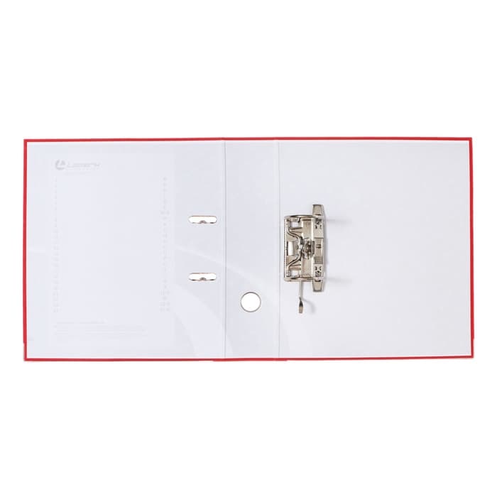 Папка-регистратор А4, 75 мм, ПВХ, тиснение «лен», металлическая окантовка, карман на корешок, собранная, красная, микс