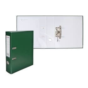 Папка-регистратор А4, 75 мм, ПВХ, тиснение «лен», металлическая окантовка, карман на корешок, собранная, зеленая