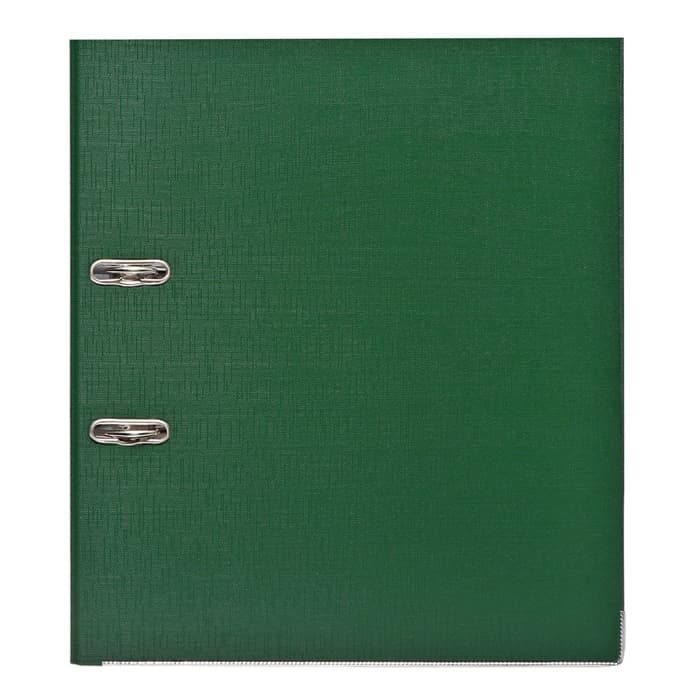 Папка-регистратор А4, 75 мм, ПВХ, тиснение «лен», металлическая окантовка, карман на корешок, собранная, зеленая