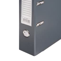 Папка-регистратор А4, 75 мм, ПВХ, металлическая окантовка, карман на корешок, собранная, серая, МИКС