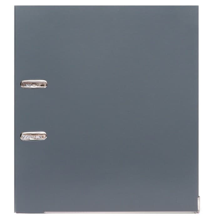 Папка-регистратор А4, 75 мм, ПВХ, металлическая окантовка, карман на корешок, собранная, серая, МИКС