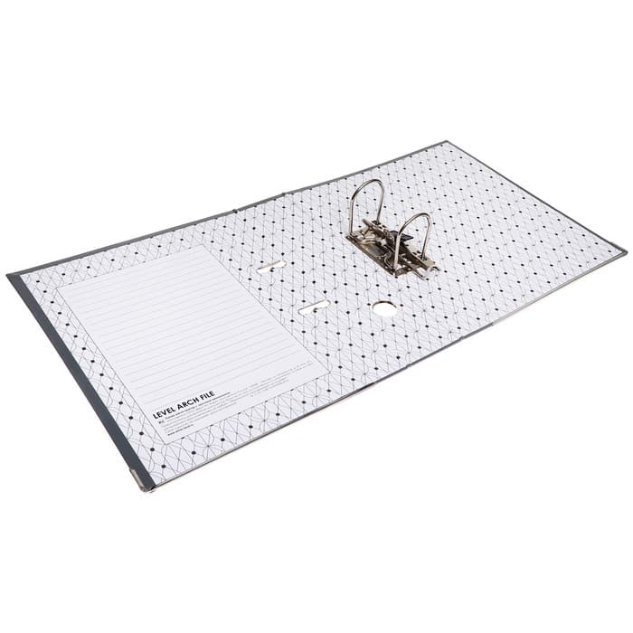 Папка-регистратор А4, 75 мм, ПВХ, металлическая окантовка, карман на корешок, собранная, серая, МИКС