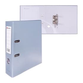 Папка-регистратор А4, 75 мм, ПВХ, металлическая окантовка, карман на корешок, собранная, серая, МИКС