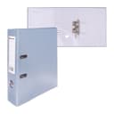 Папка-регистратор А4, 75 мм, ПВХ, металлическая окантовка, карман на корешок, собранная, серая, МИКС