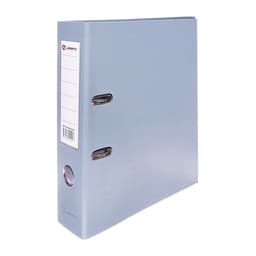Папка-регистратор А4, 75 мм, ПВХ, металлическая окантовка, карман на корешок, собранная, серая, МИКС