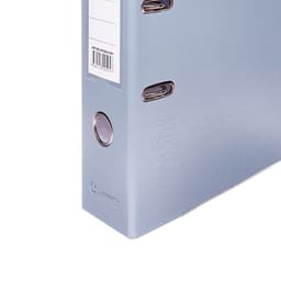 Папка-регистратор А4, 75 мм, ПВХ, металлическая окантовка, карман на корешок, собранная, серая, МИКС