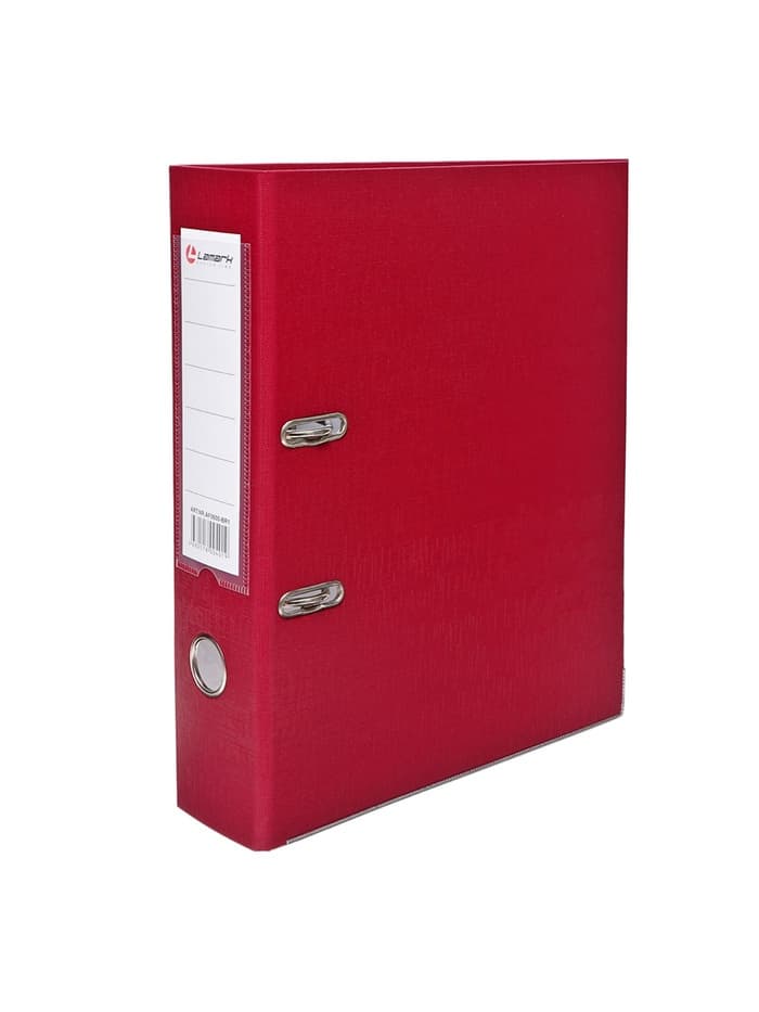 Папка-регистратор А4, 75 мм, ПВХ, тиснение «лен», металлическая окантовка, карман на корешок, собранная, бордовая