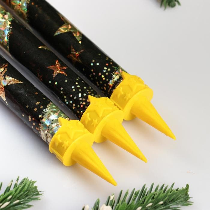 Свечи фонтаны в торт золотые «Звёзды», 3 шт., 12.5 см, горение 30 сек.