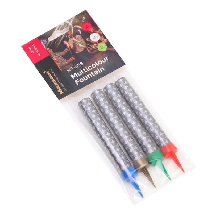 Свечи фонтаны в торт «Цветные искры», 4 шт., 10 см, горение 30 сек.