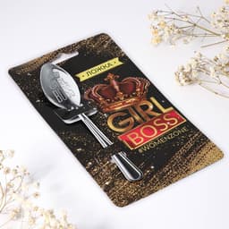 Ложка чайная с гравировкой Girl boss, h=14 см