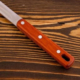 Шумовка для казана Шафран, 48 см, диаметр 13 см, узбекская, с деревянной ручкой, металл, серебристая