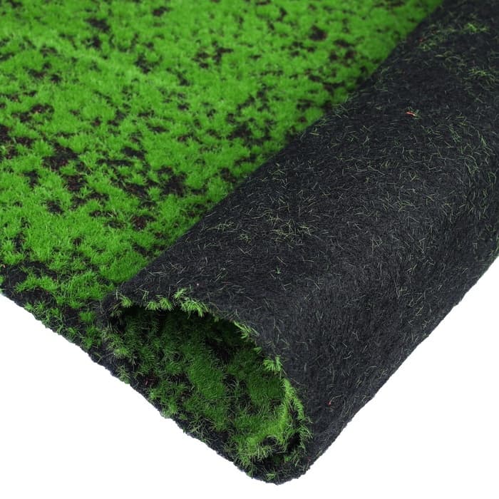 Мох искусственный, декоративный, полотно 1×1 м, зелёный на чёрном, Greengo