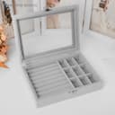 Шкатулка для украшений, 7 полос, 9 ячеек, 20×15×4.5, серая