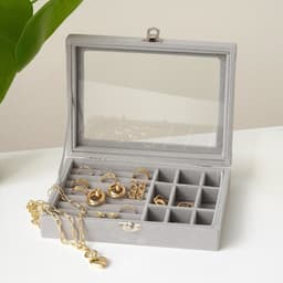 Шкатулка для украшений, 7 полос, 9 ячеек, 20×15×4.5, серая