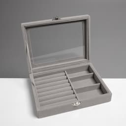 Шкатулка для украшений, 7 полос, 3 ячейки, 20×15×4.5, серая