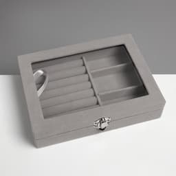 Шкатулка для украшений, 7 полос, 3 ячейки, 20×15×4.5, серая