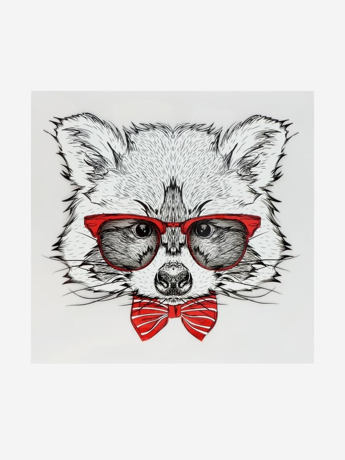 Термонаклейка «Енот в очках», 16.5×19 см