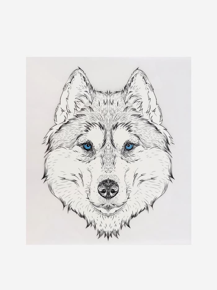 Термонаклейка «Волк», 15.5×20 см, чёрная, белая