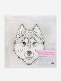 Термонаклейка «Волк», 15.5×20 см, чёрная, белая