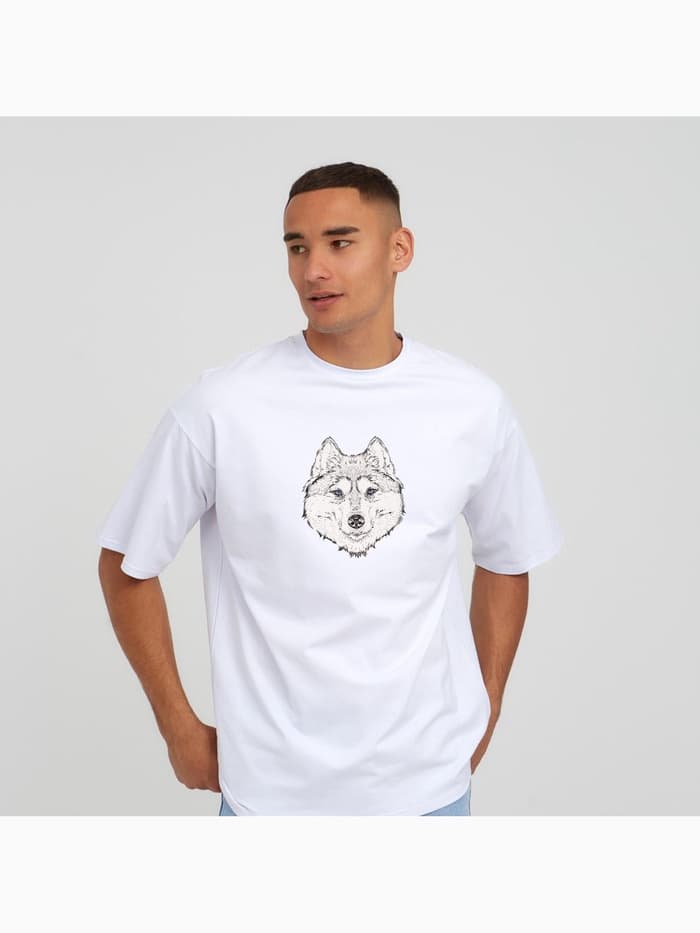 Термонаклейка «Волк», 15.5×20 см, чёрная, белая