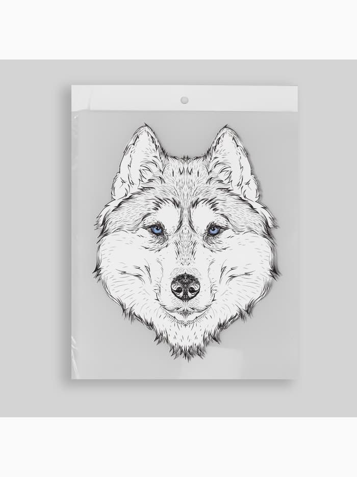 Термонаклейка «Волк», 15.5×20 см, чёрная, белая