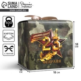 Коробка подарочная складная, упаковка, «23 февраля», 18×18×18 см