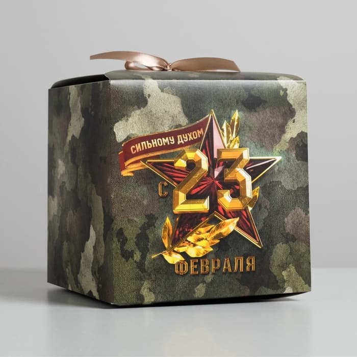 Коробка подарочная складная, упаковка, «23 февраля», 18×18×18 см