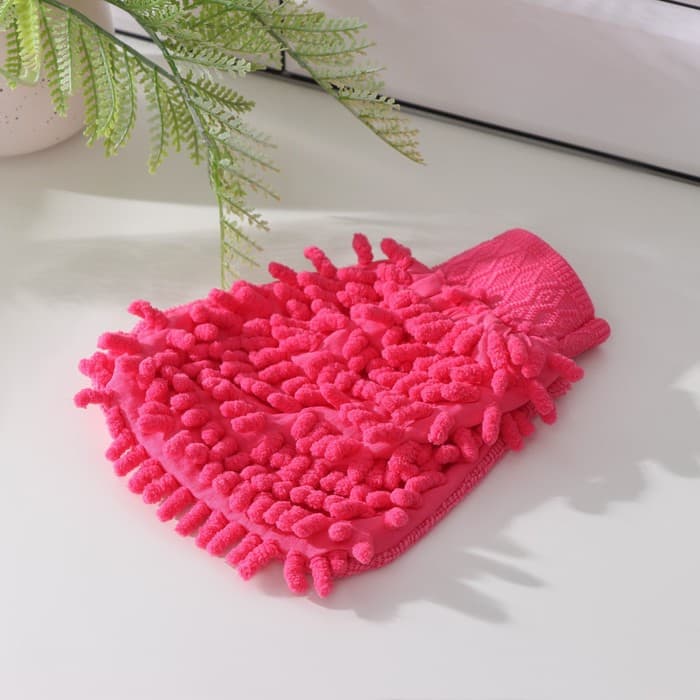 Варежка для уборки Доляна «Букли», микрофибра односторонняя, 15×20 см, МИКС