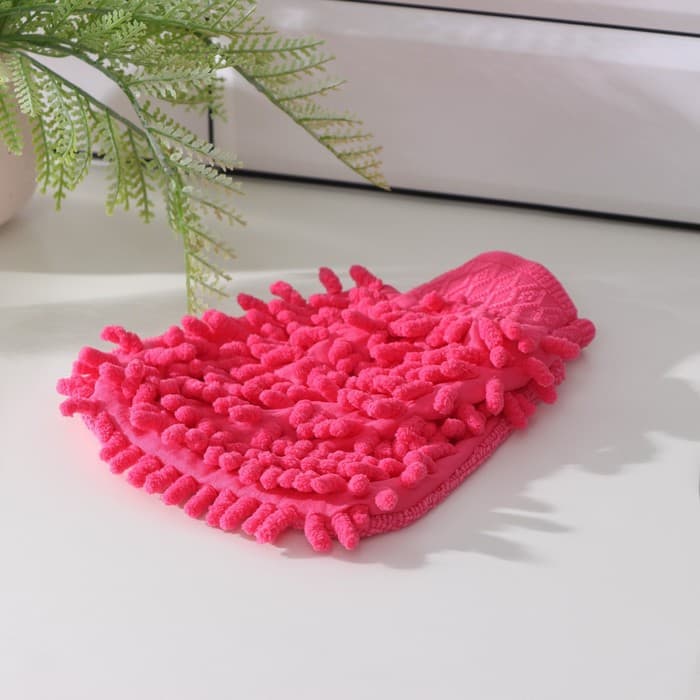 Варежка для уборки Доляна «Букли», микрофибра односторонняя, 15×20 см, МИКС