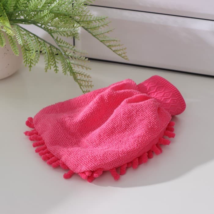 Варежка для уборки Доляна «Букли», микрофибра односторонняя, 15×20 см, МИКС