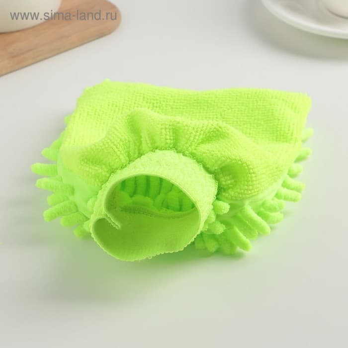 Варежка для уборки Доляна «Букли», микрофибра односторонняя, 15×20 см, МИКС