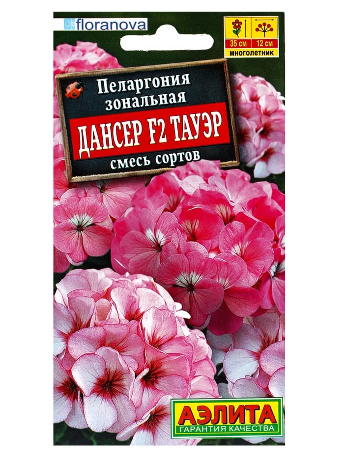 Семена цветов Пеларгония зональная «Дансер Тауэр» F2, смесь окрасок, 5 шт.