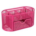 Подставка для канцелярских мелочей 9 отделений, сетка металл, розовая