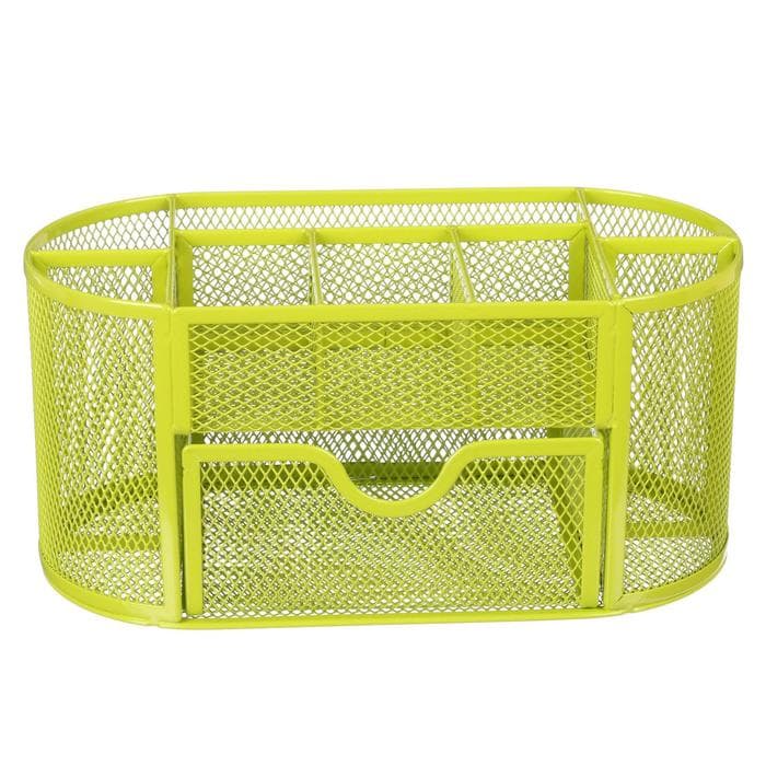 Подставка для канцелярских мелочей 9 отделений, сетка металл, зелёная