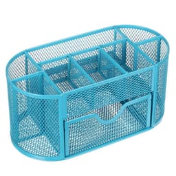 Подставка для канцелярских мелочей 9 отделений, сетка металл, голубая