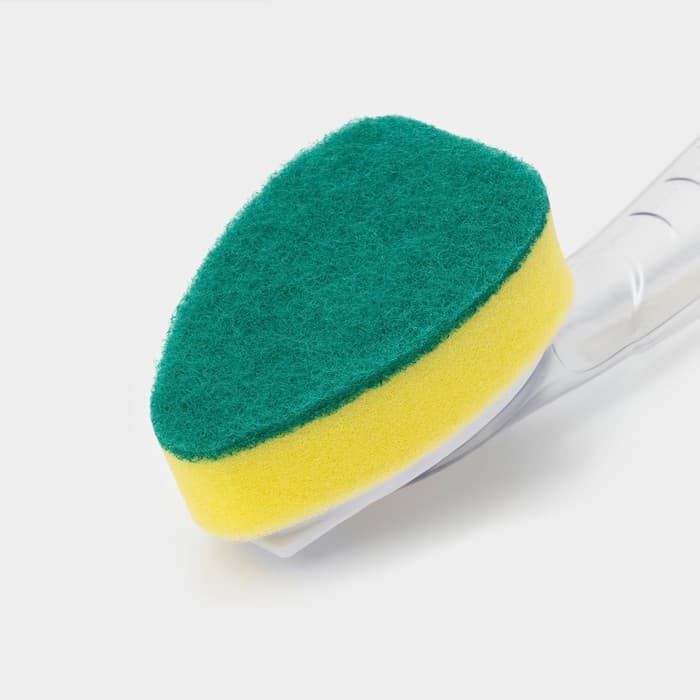 Губка для посуды Доляна, с ручкой дозатором, поролон, абразивное покрытие, 24×5.5×8 см