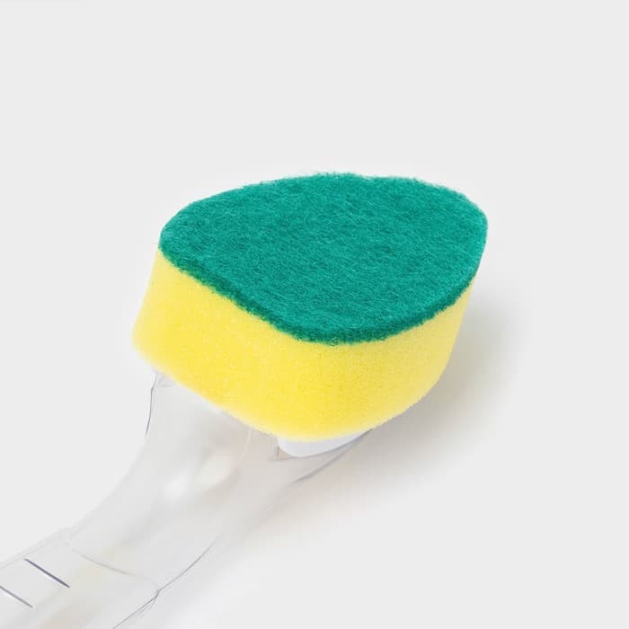 Губка для посуды Доляна, с ручкой дозатором, поролон, абразивное покрытие, 24×5.5×8 см