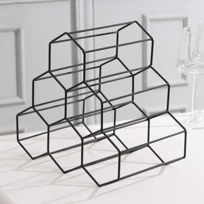 Подставка для бутылок Доляна «Соты», 28.5×27.4×21 см, чёрная