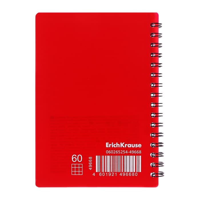Тетрадь на спирали ErichKrause. Classic А6, 60 листов, в клетку, пластиковая обложка, блок офсет, МИКС