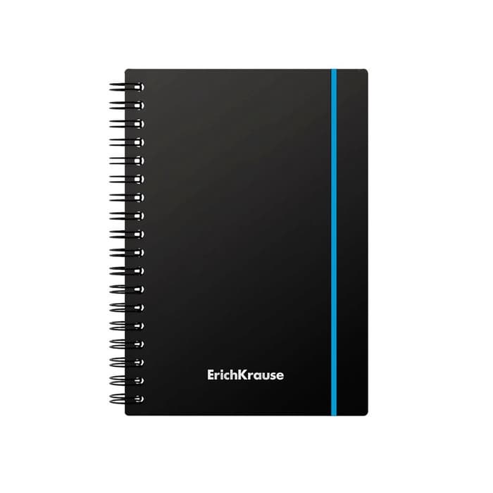 Тетрадь на спирали ErichKrause. Accent А6, 80 листов, в клетку, пластиковая обложка, на резинке, блок офсет, МИКС