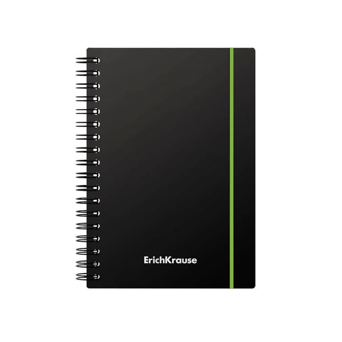 Тетрадь на спирали ErichKrause. Accent А6, 80 листов, в клетку, пластиковая обложка, на резинке, блок офсет, МИКС