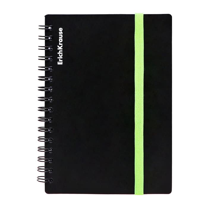 Тетрадь на спирали ErichKrause. Accent А6, 80 листов, в клетку, пластиковая обложка, на резинке, блок офсет, МИКС